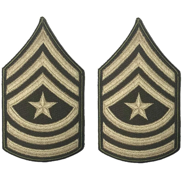U.S. Army Sergeant Major E-9 Rank Chevron Patches, AGSU Green Service Uniform