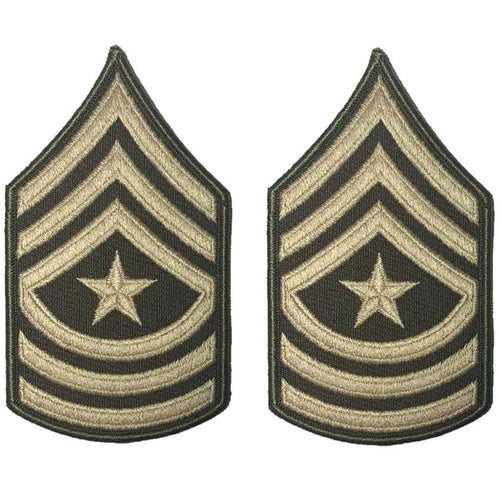 U.S. Army Sergeant Major E-9 Rank Chevron Patches, AGSU Green Service Uniform