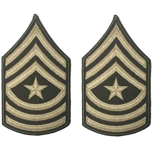 U.S. Army Sergeant Major E-9 Rank Chevron Patches, AGSU Green Service Uniform