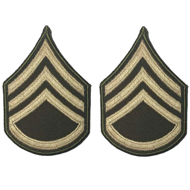 U.S. Army Staff Sergeant E-6 Rank Chevron Patches, AGSU Green Service Uniform