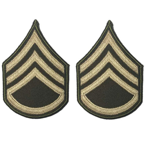 U.S. Army Staff Sergeant E-6 Rank Chevron Patches, AGSU Green Service Uniform