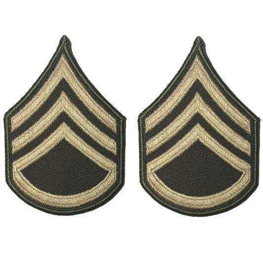 U.S. Army Staff Sergeant E-6 Rank Chevron Patches, AGSU Green Service Uniform