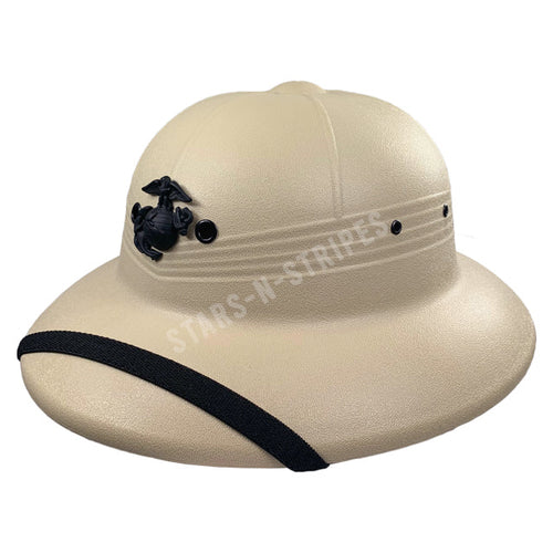 U.S. Marine Corps USMC Khaki Tan Range Pith Helmet for Rifle Marksmanship Instructors and Range Coaches Elephant Hat