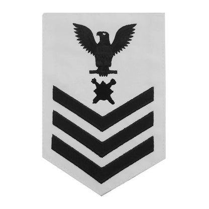 U.S. Navy Explosive Ordnance Disposal (EOD) Rating Patch, White (Tailored to E-4, E-5, or E-6)