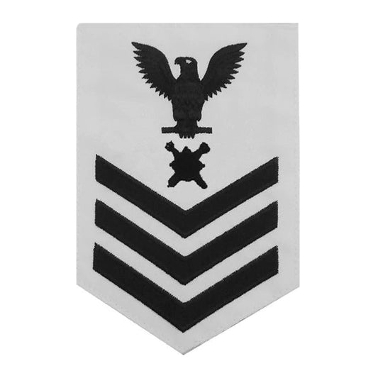 U.S. Navy Explosive Ordnance Disposal (EOD) Rating Patch, White (Tailored to E-4, E-5, or E-6)