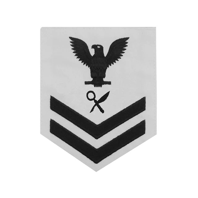 U.S. Navy Intelligence Specialist (IS) Rating Patch, White (Tailored to E-4, E-5, or E-6)