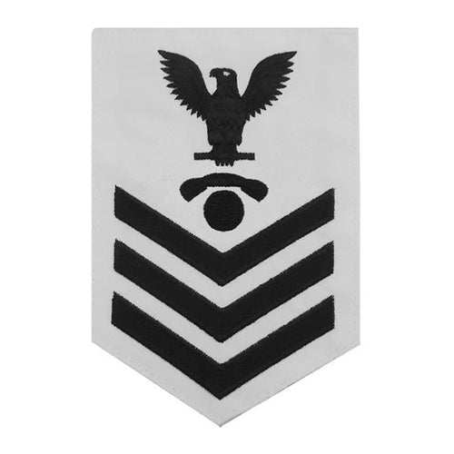 U.S. Navy Interior Communications Electrician (IC) Rating Patch, White (Tailored to E-4, E-5, or E-6)