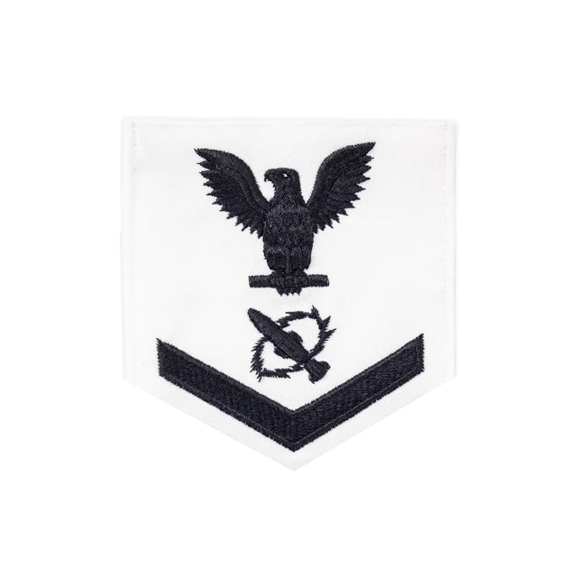 U.S. Navy Missile Technician (MT) Rating Patch, White (Tailored to E-4, E-5, or E-6)
