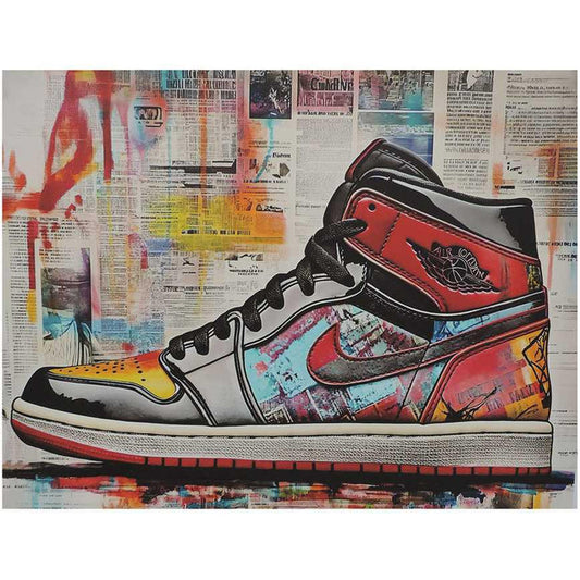Vibrant Graffiti-Style Air Jordan 1 Canvas 18" x 18"