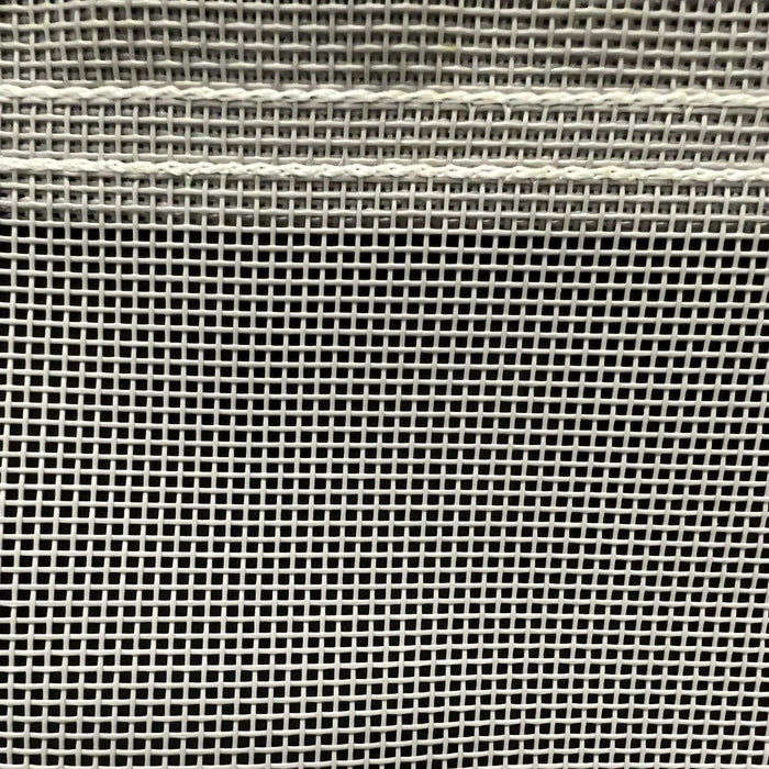 Gray 6' x 8' vinyl mesh tarp displaying coated mesh surface and durable trim