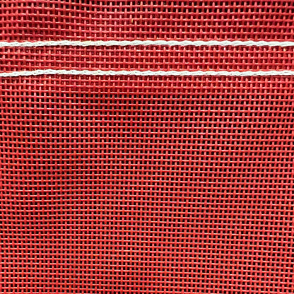 Red 10' x 10' vinyl mesh tarp showcasing flexible vinyl mesh and durable seams