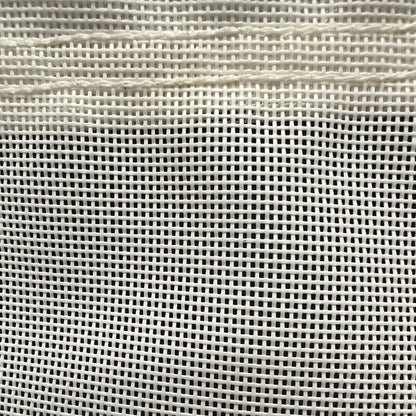White 10' x 10' vinyl mesh tarp showcasing coated mesh construction and stitched borders