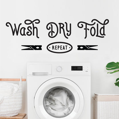 Wash Dry Fold Repeat Wall Decals in a room setting
