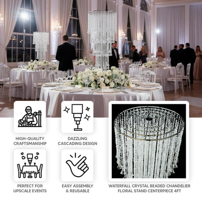 crystal centerpiece, beaded table centerpiece, chandelier stand, floral stand, beaded flower stand, flower stand, waterfall crystal floral stand#color_parent