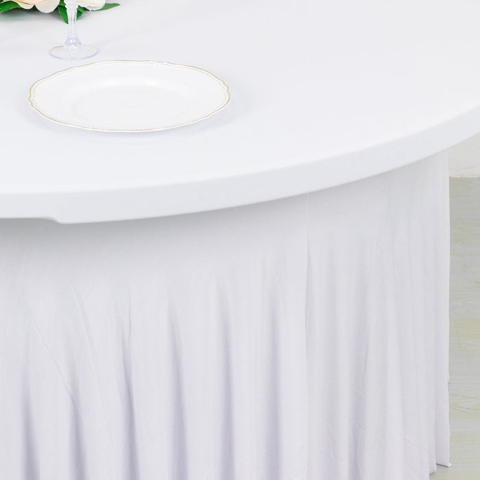 spandex tablecloth, round tablecloth, table skirt, table cover, fitted tablecloth#color_white