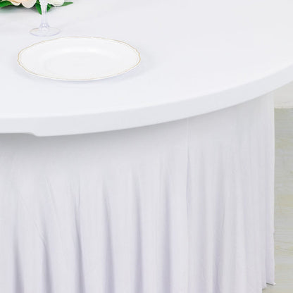 spandex tablecloth, round tablecloth, table skirt, table cover, fitted tablecloth#color_white
