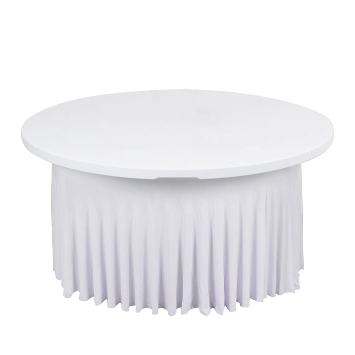 spandex tablecloth, round tablecloth, table skirt, table cover, fitted tablecloth#color_white