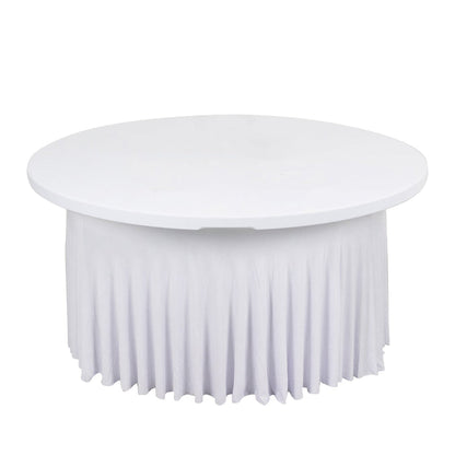spandex tablecloth, round tablecloth, table skirt, table cover, fitted tablecloth#color_white