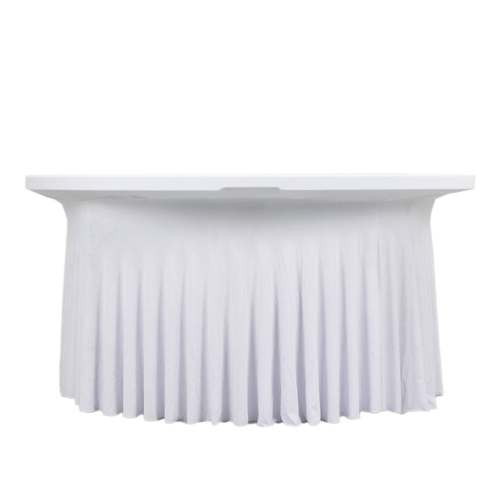 spandex tablecloth, round tablecloth, table skirt, table cover, fitted tablecloth#color_white
