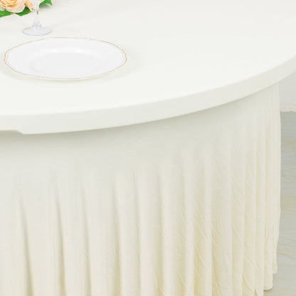 spandex tablecloth, round tablecloth, table skirt, table cover, fitted tablecloth#color_ivory