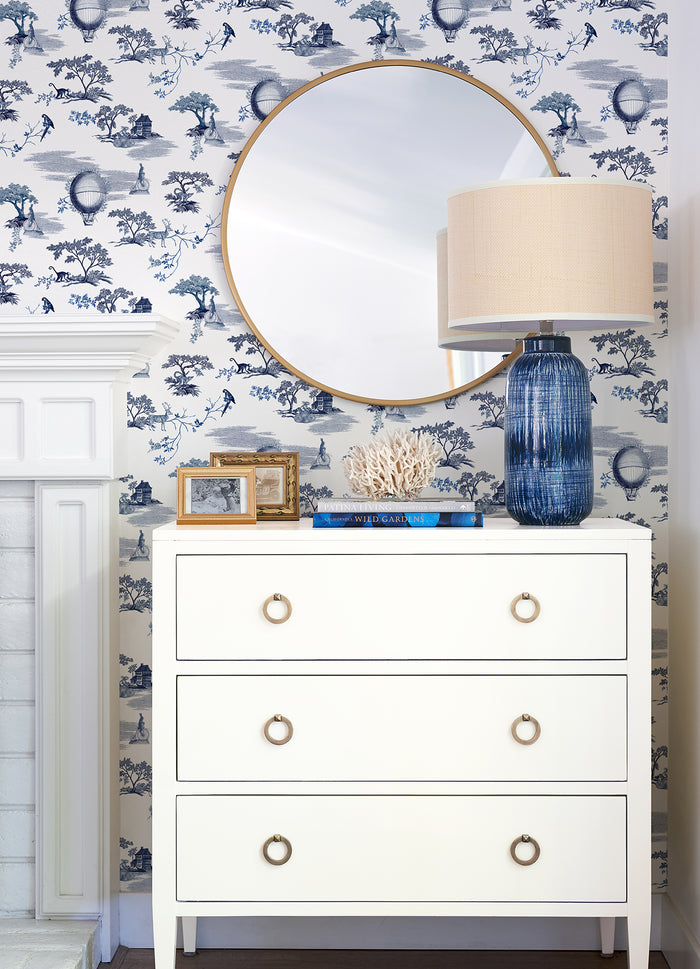 Whimsy Fairytale Toille Peel and Stick Wallpaper in a room setting