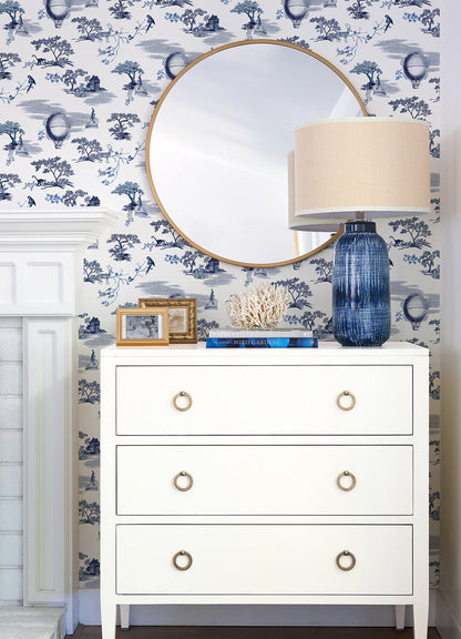Whimsy Fairytale Toille Peel and Stick Wallpaper in a room setting