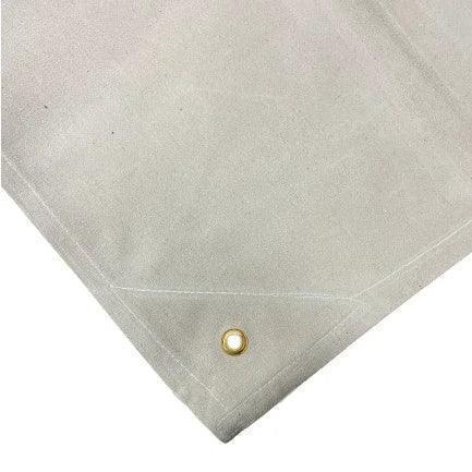 White 10' x 12' folded canvas tarp displayed with thick utility fabric construction
