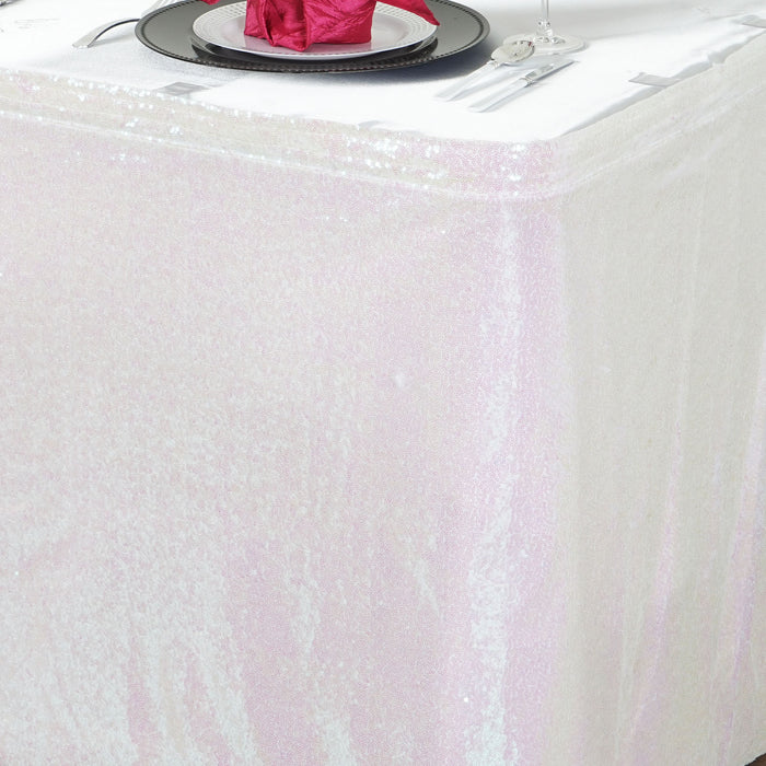 table skirt, table skirt velcro, table skirt design, table skirt linen, sequin table skirt#color_iridescent-white
