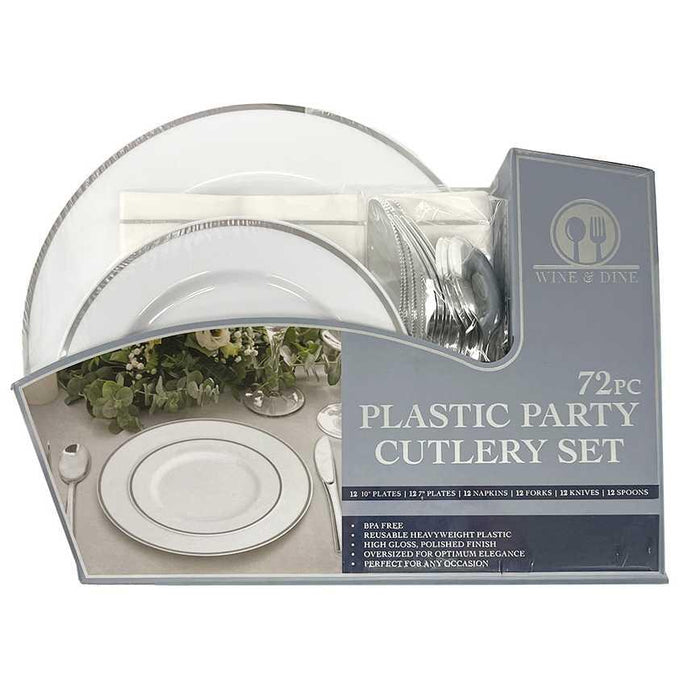 Wine & Dine Plastic Party Cutlery Set 72 Pc.