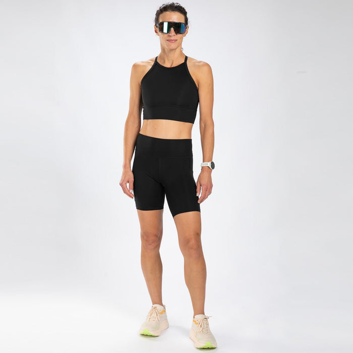 Zoot Sports RUN BOTTOMS Women's Elite Run 8" High-Rise Short - Jet Black