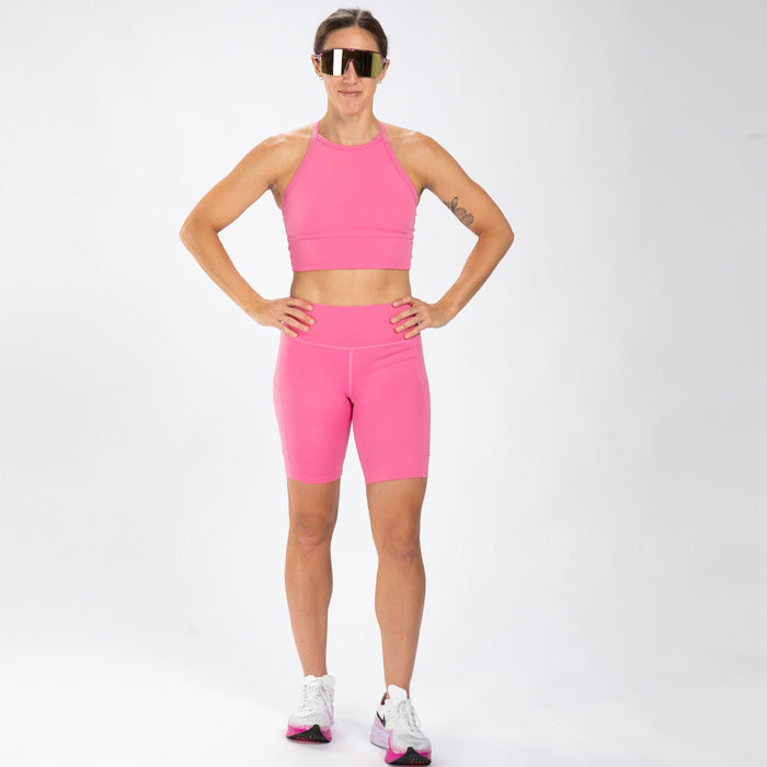 Zoot Sports RUN BOTTOMS Women's Elite Run 8" High-Rise Short - Rose
