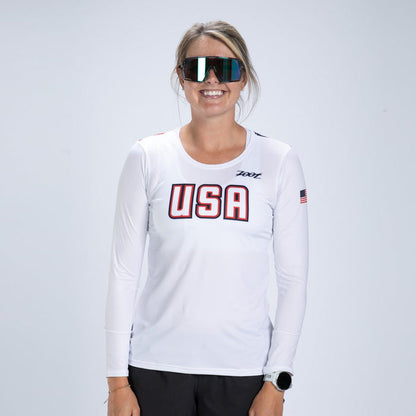 Zoot Sports RUN TEE Women's Ltd Run Ls Tee - USA Flag