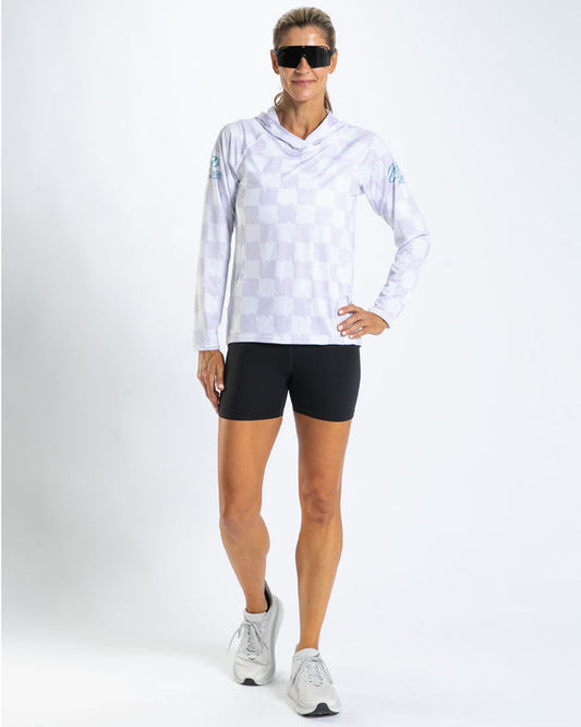 Zoot Sports RUN LONG SLEEVE TEES Women's Ltd Run Sun Stop Hoodie - Checkers