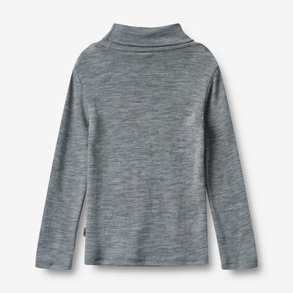 Wheat Wool Wool T-Shirt Roll Neck Aksel Jersey Tops and T-Shirts 0224 melange grey