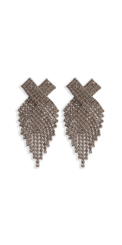 silver/one size/Camille La Vie/X Rhinestone Graduated Earrings /front