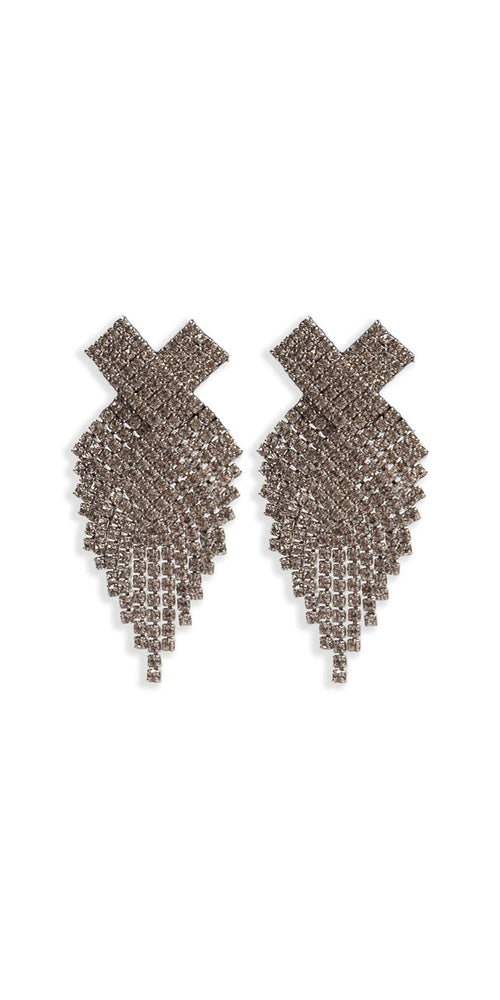 silver/one size/Camille La Vie/X Rhinestone Graduated Earrings /front