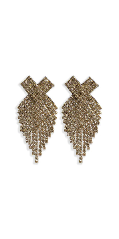 gold/one size/Camille La Vie/X Rhinestone Graduated Earrings /front